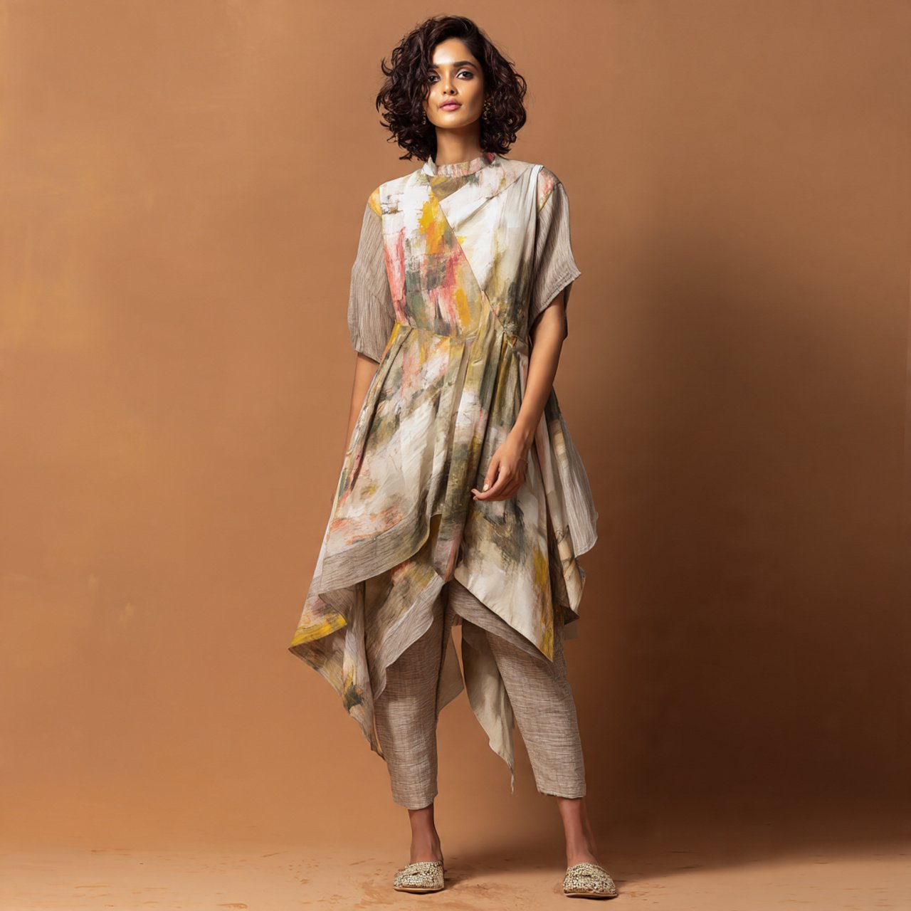 asymmetric tunic with cigarette pantslatest indo w 1