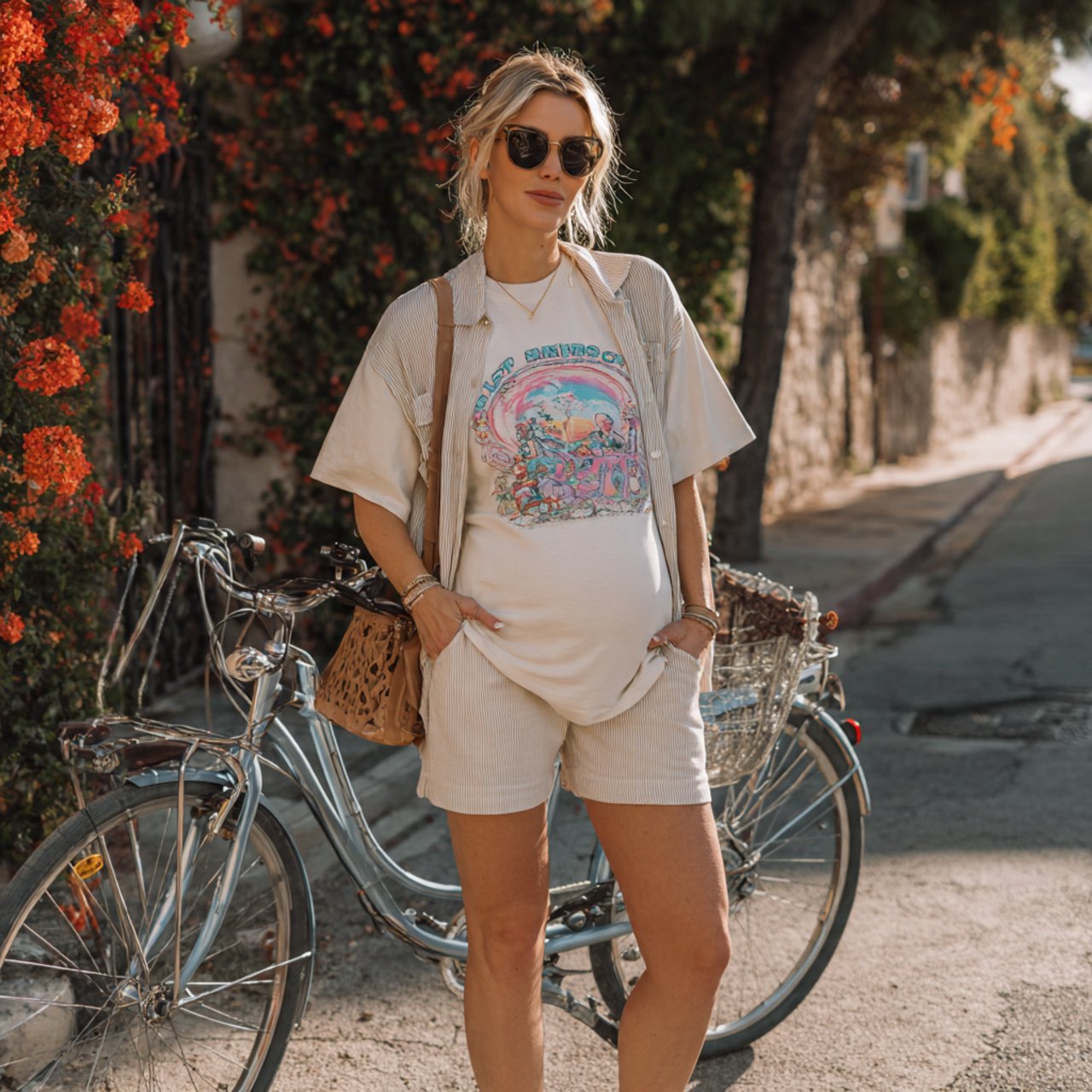 biker shorts with an oversized graphic teecasual p