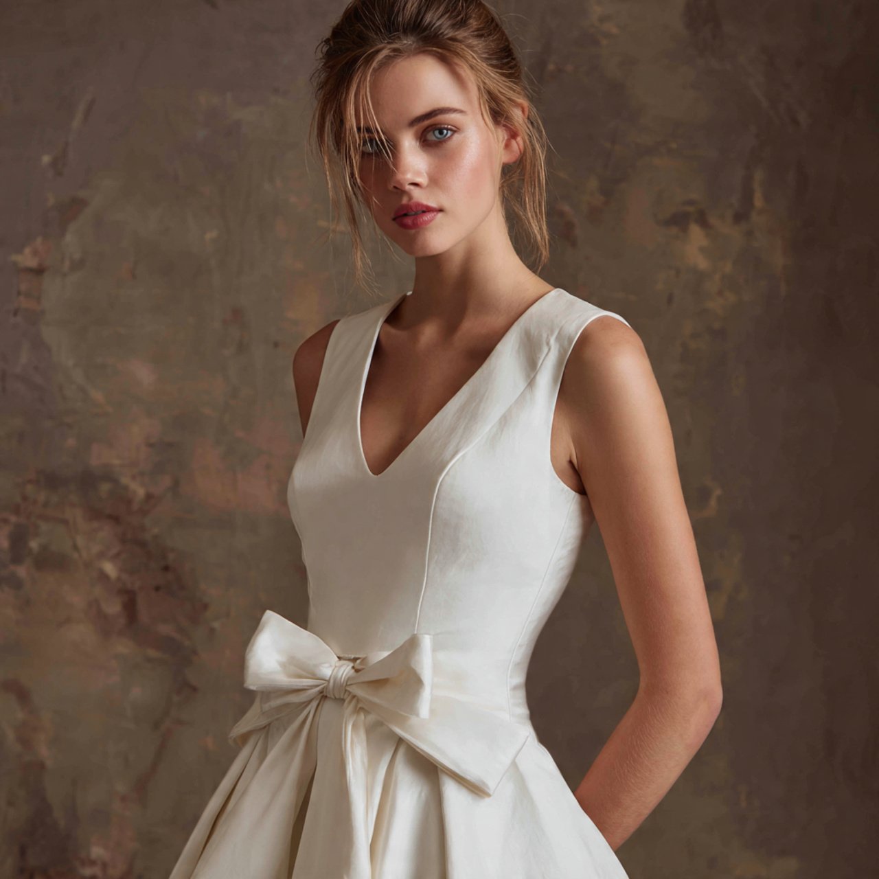 bow detail midi with editorial finish in wedding b