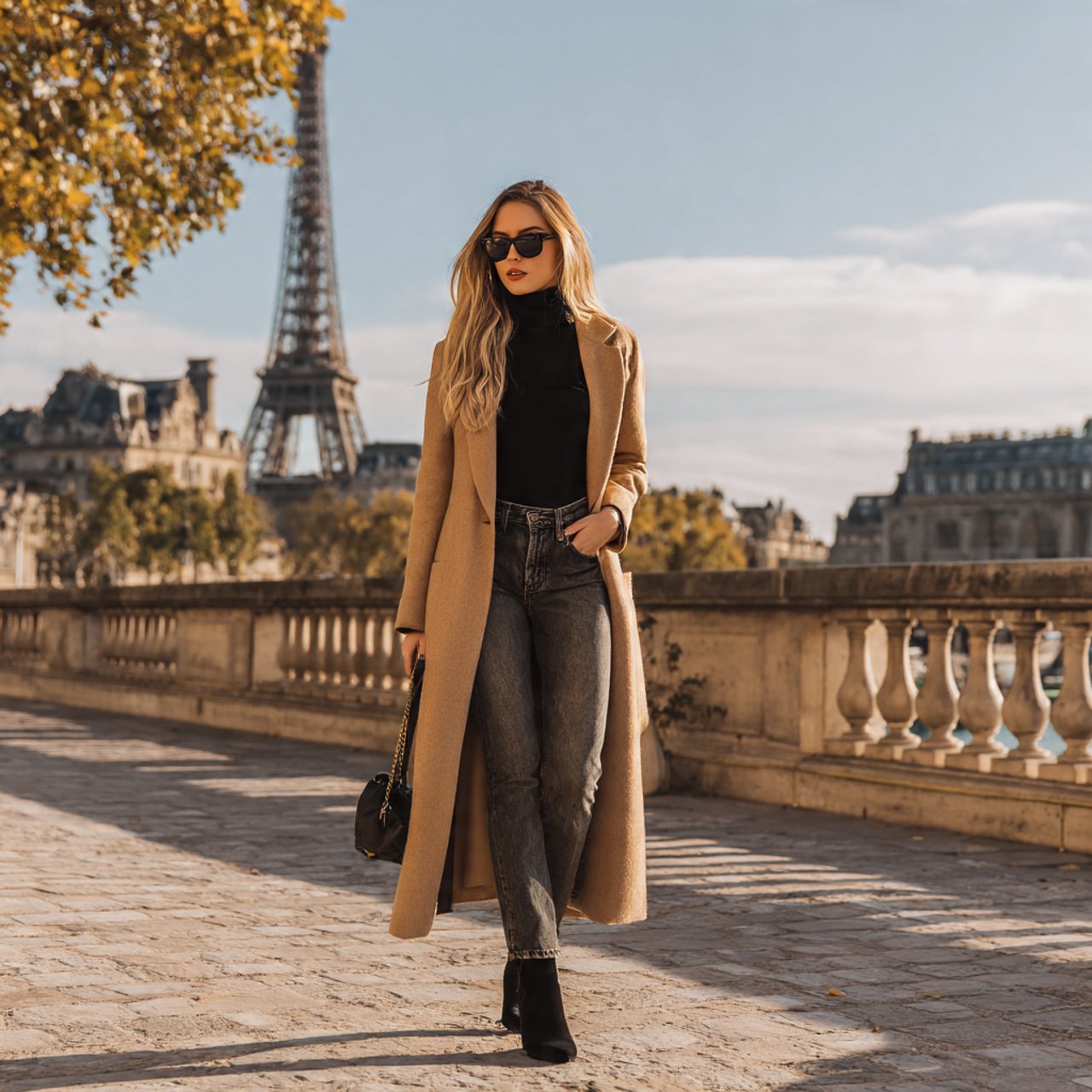 camel long coat with straight jeanswestern outfits