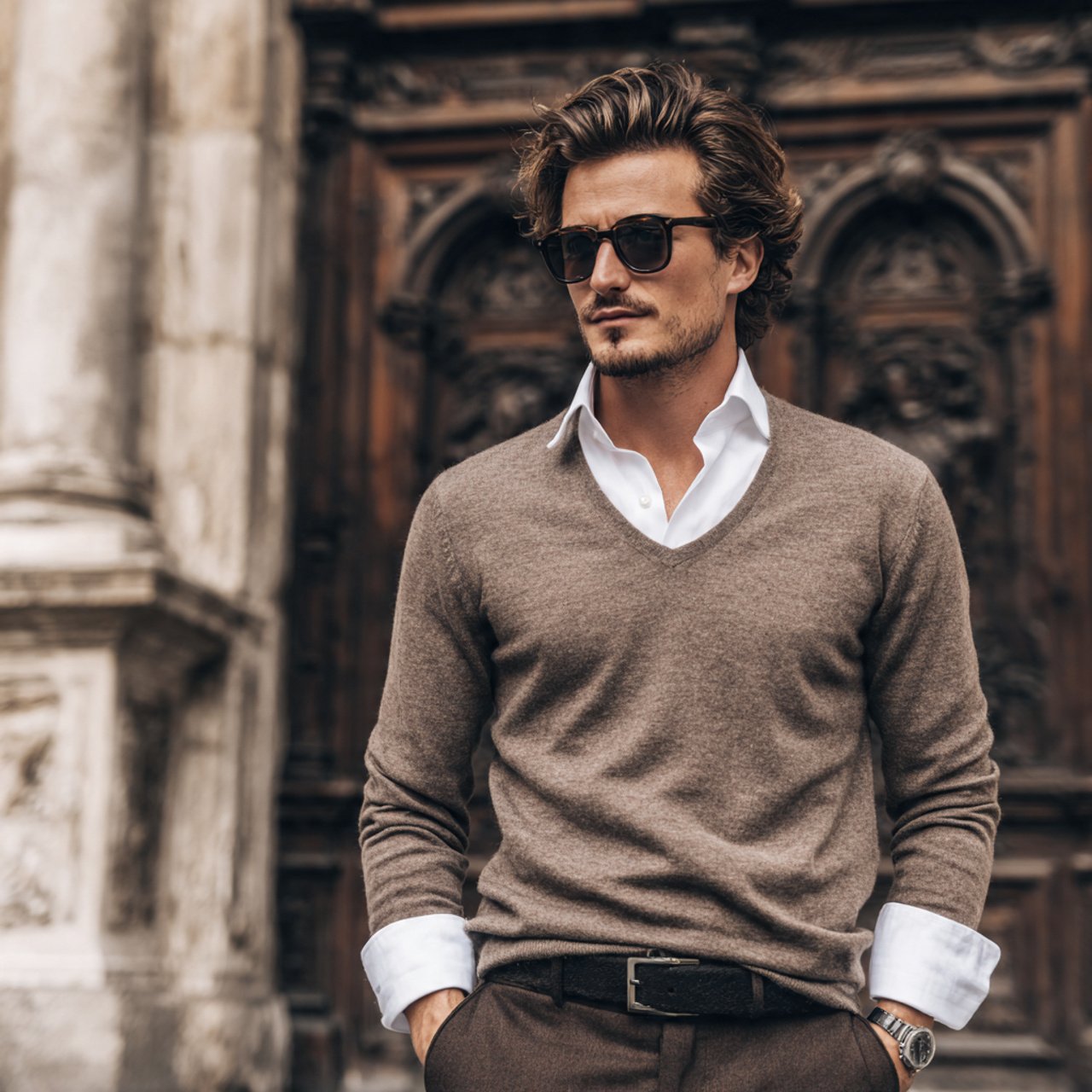 Old Money Outfits Men Winter: 17 Timeless Looks That Always Feel Refined 5 create a real man image wearing cashmere v neck wi