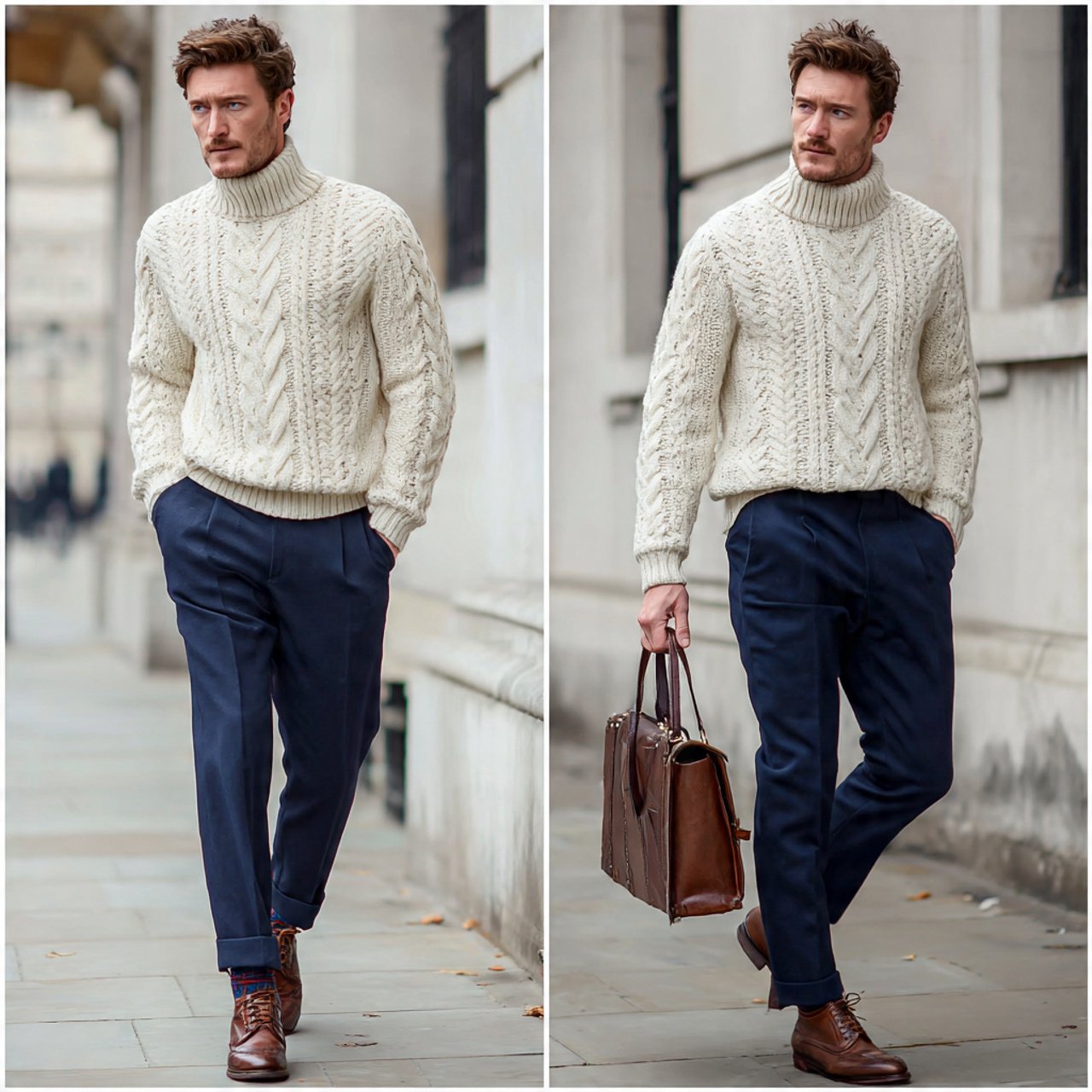 Old Money Outfits Men Winter: 17 Timeless Looks That Always Feel Refined 16 create a real man image wearing cream cable knit w