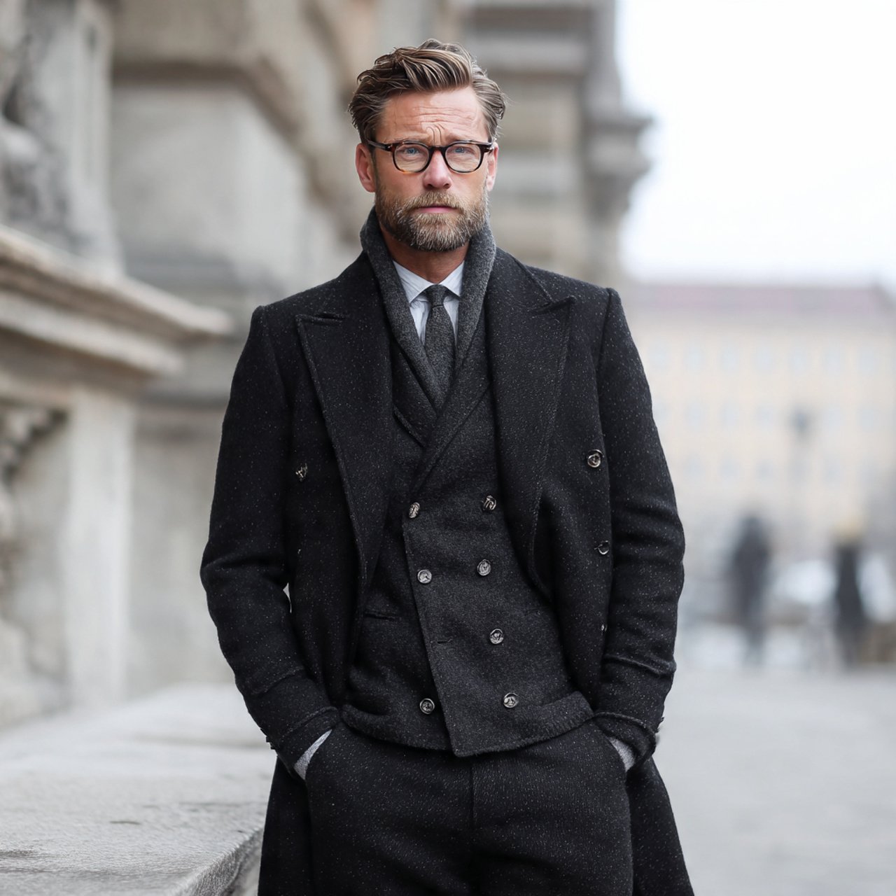 Old Money Outfits Men Winter: 17 Timeless Looks That Always Feel Refined 6 create a real man image wearingdouble breasted coa