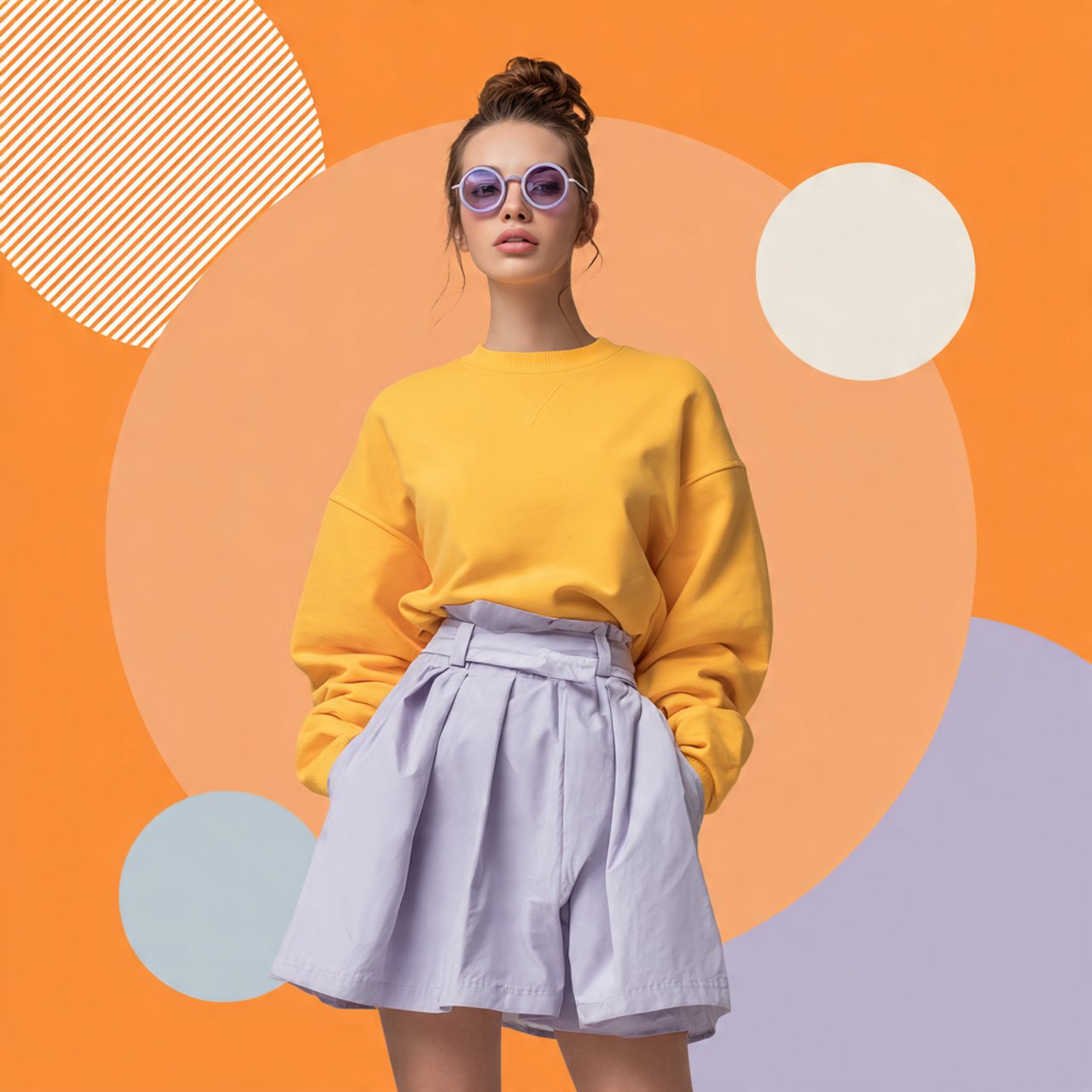 create a woman image wearing sweatshirt with popli