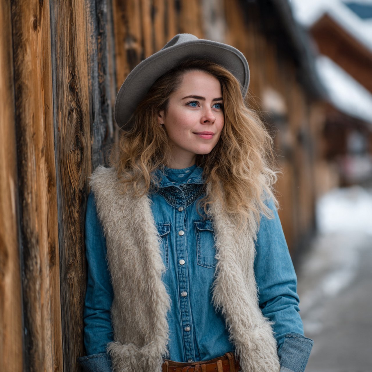 denim shirt under a wool vestwestern outfits women