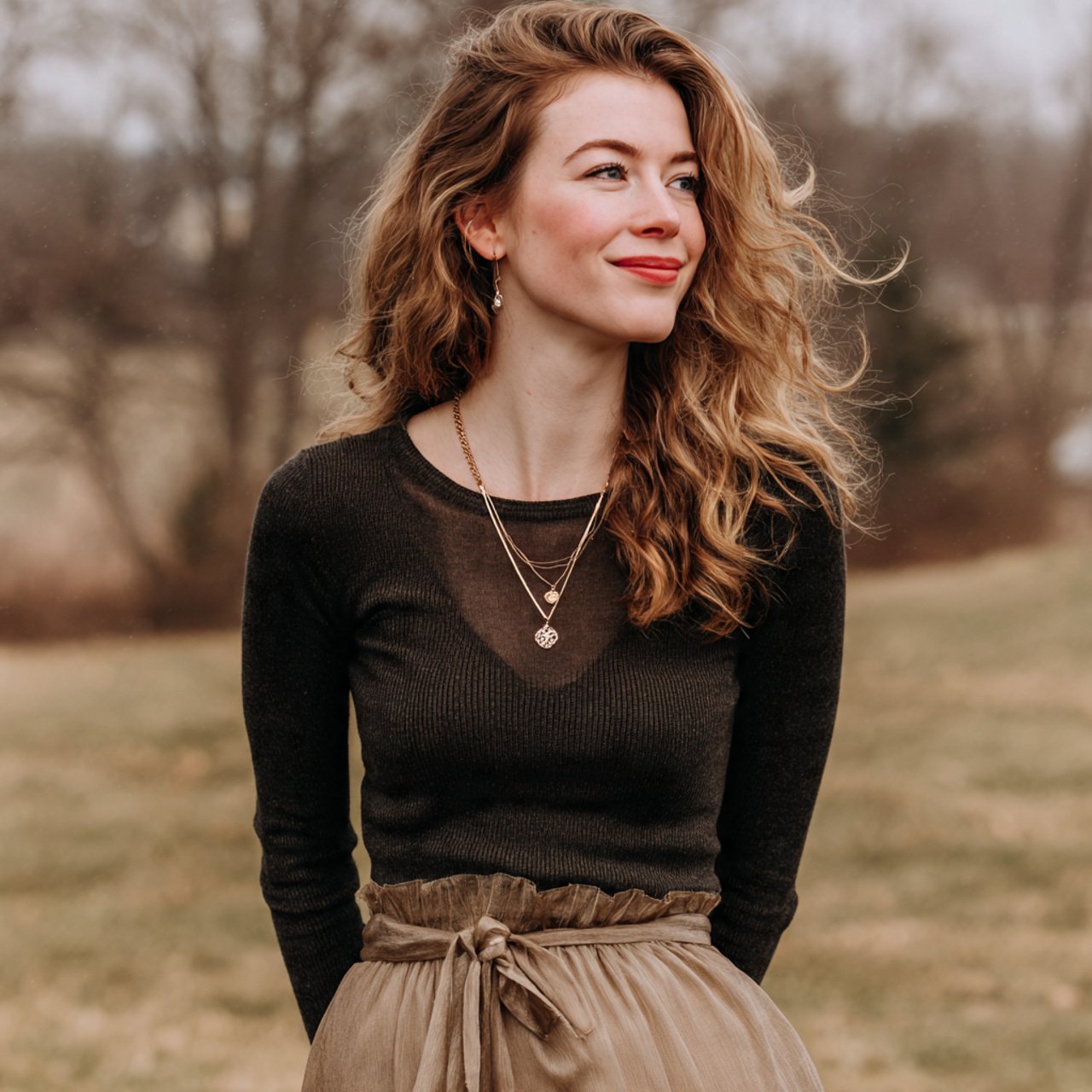 fine knit top with slip skirtcomfy spring outfits