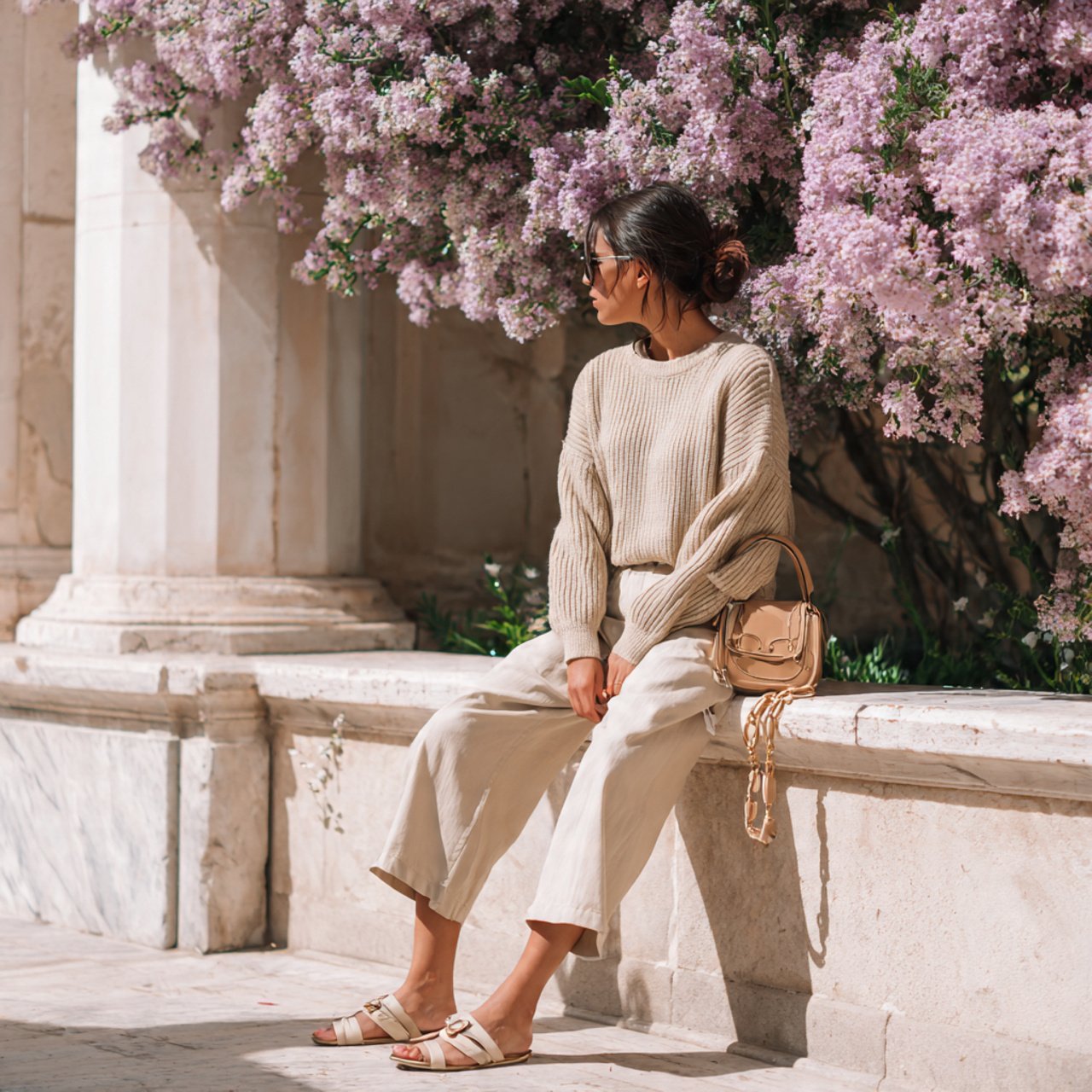 lightweight sweater with cropped trouserscomfy spr