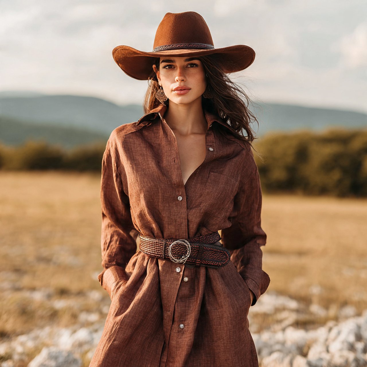 linen shirt dress with western belttwestern outfit