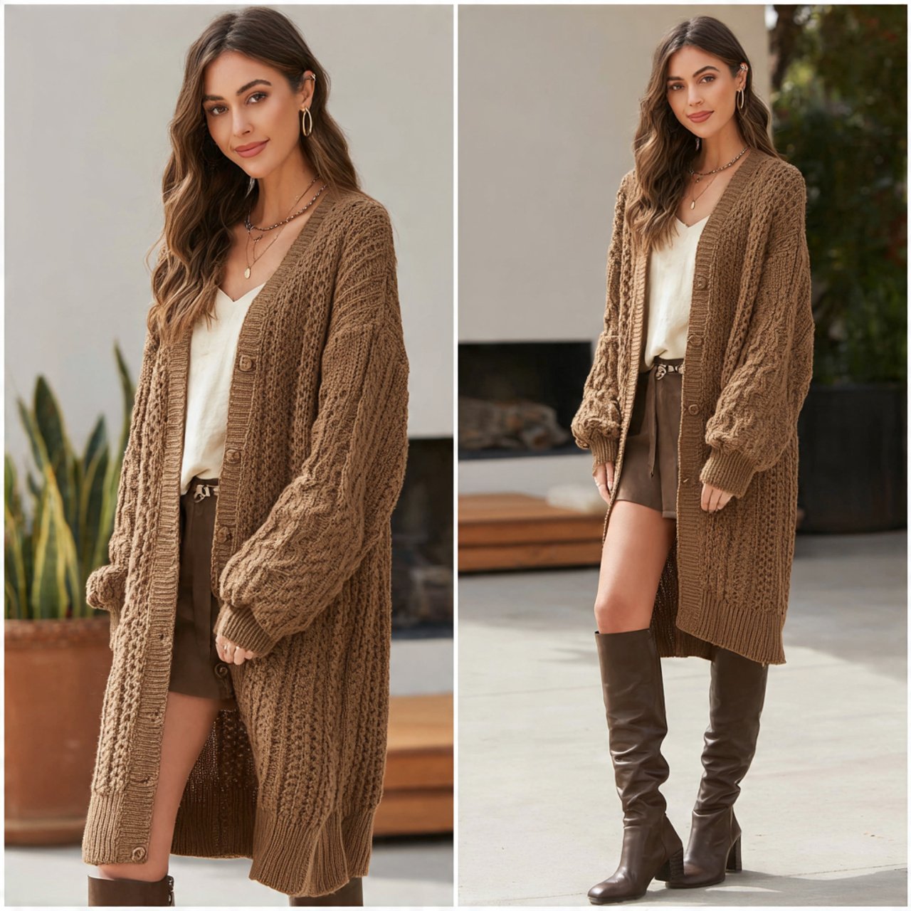 longline cardigan with column dressingwestern outf 1