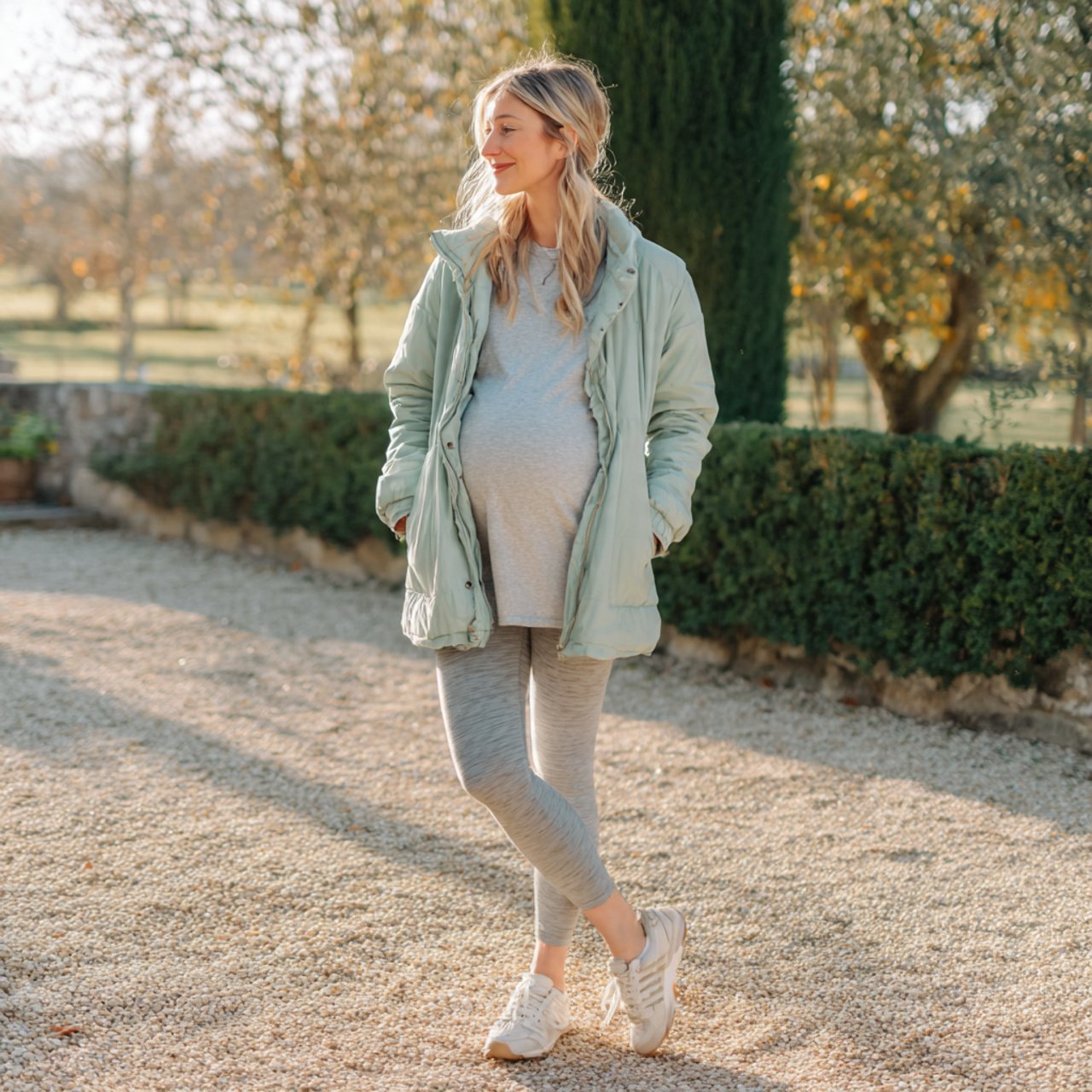 maternity leggings with longline tee and shirt jac
