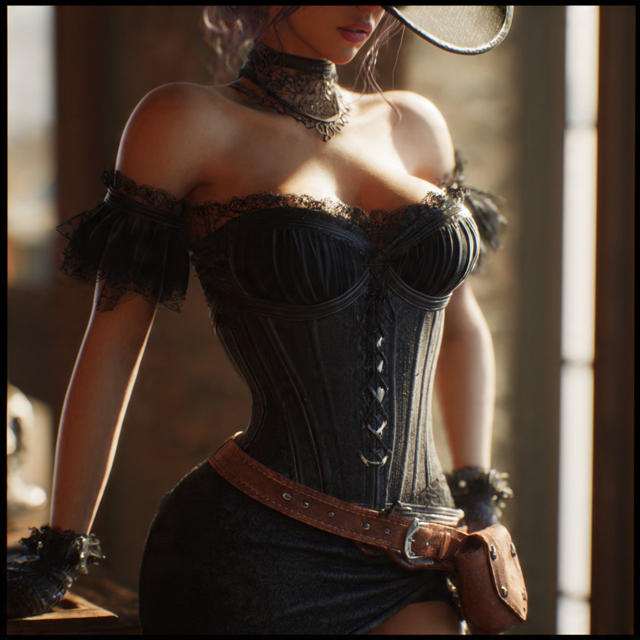 off shoulder dress with sculpted accessorieswester