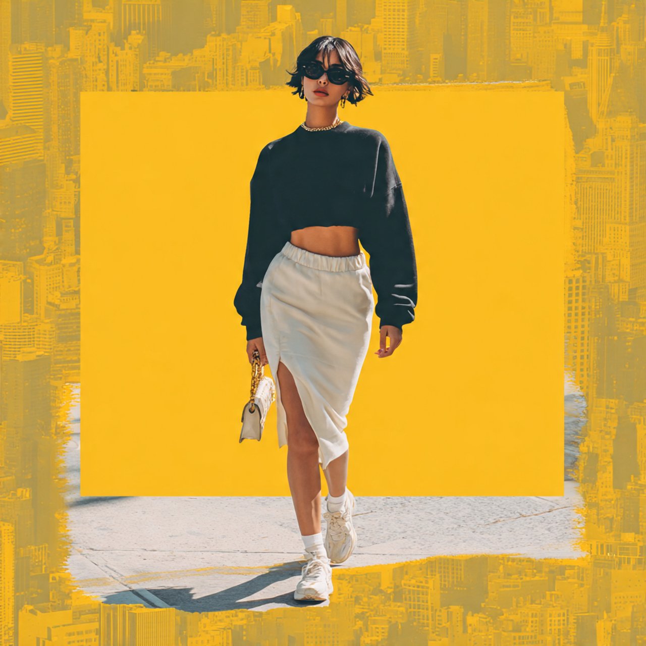 the cropped sweatshirt and high rise lounge skirtc