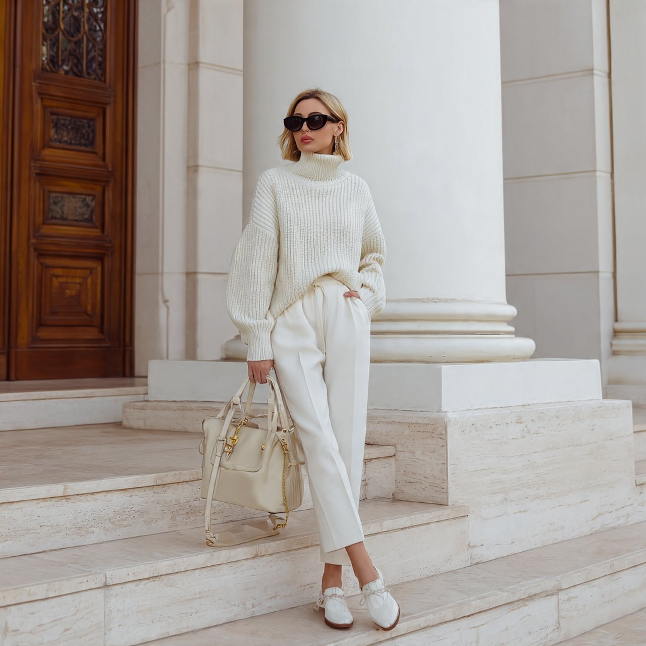 the relaxed turtleneck with slim knit pantscomfy o