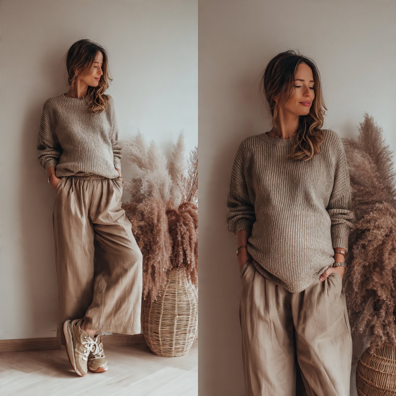 wide leg linen pants with fitted knit topspring pr 2