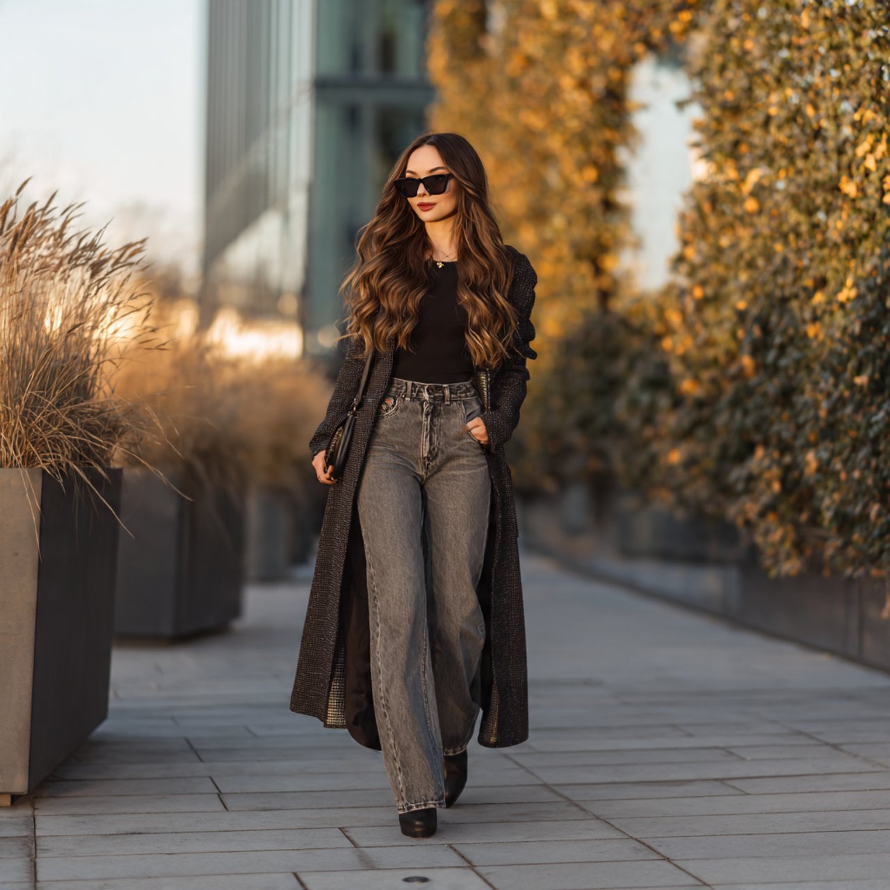 Autumn Date Night Outfit Ideas for a Chic, Polished Fall Look 18 bootcut jeans with a long coatwoman autumn date ni