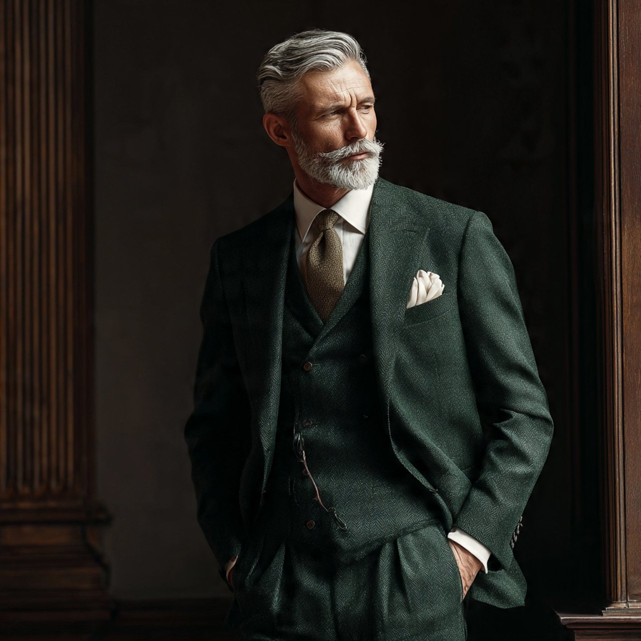 Old Money Outfits Men Formals: Timeless Ways to Dress Sharp With Quiet Confidence 17 create a real man image wearing the dark green sui