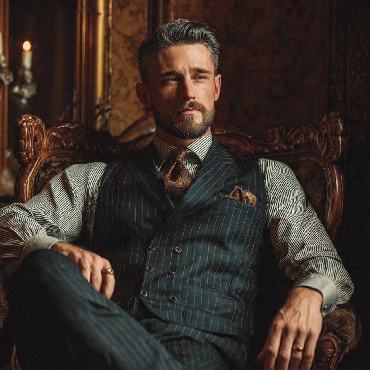 Old Money Outfits Men Formals: Timeless Ways to Dress Sharp With Quiet Confidence 8 create image of a man wearing the pinstripe power