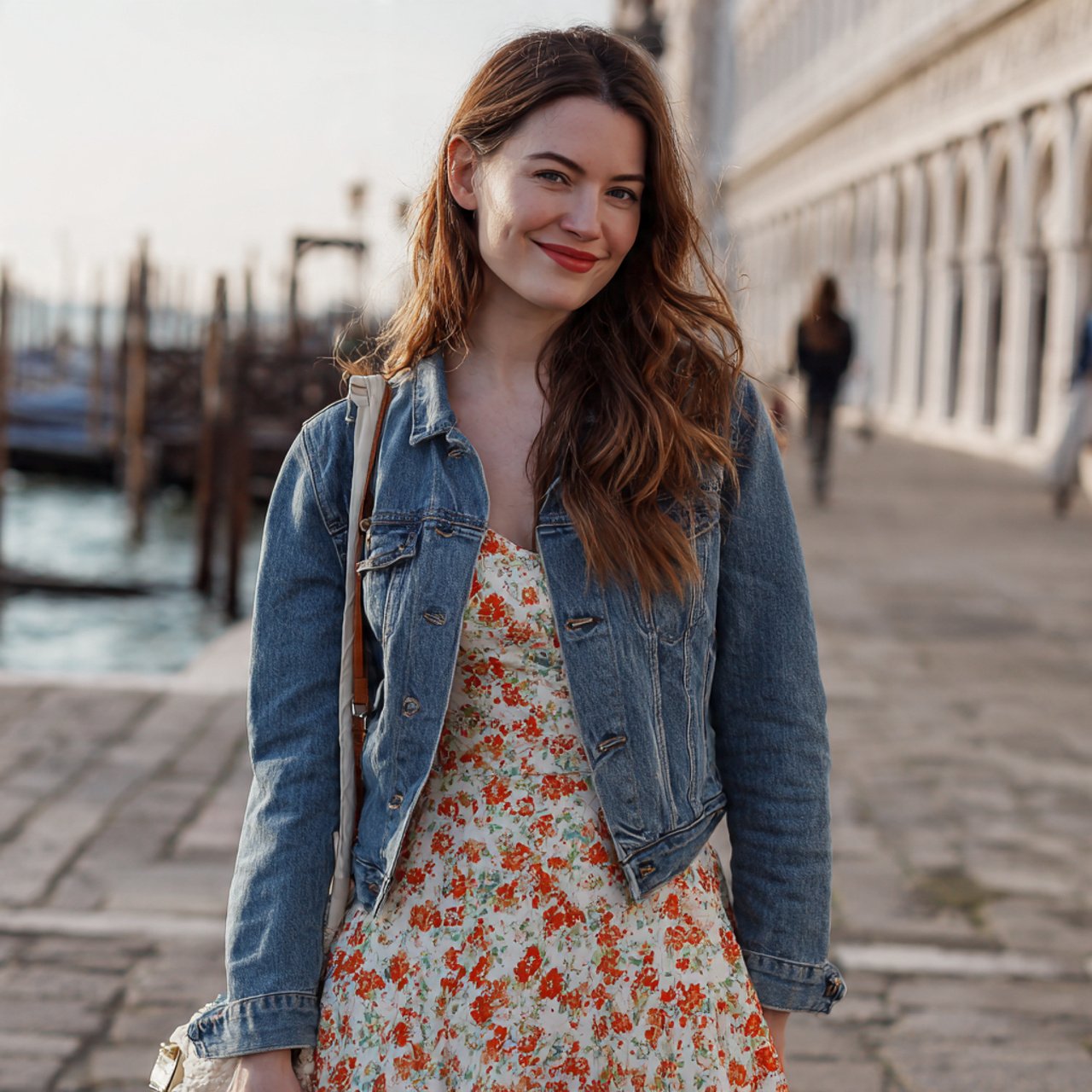 floral midi dress with a cropped denim jacketdate