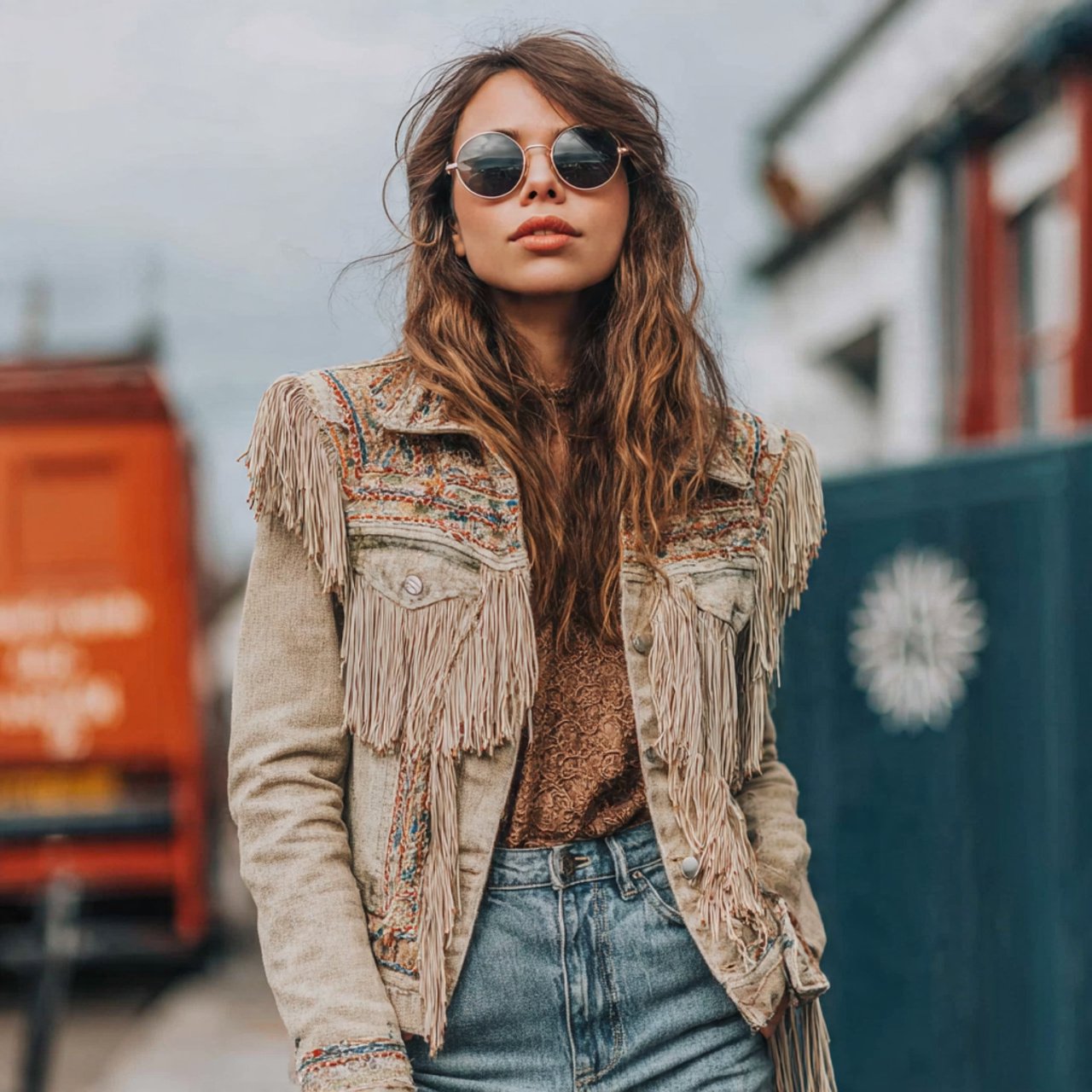 fringe jacket with straight leg jeanshippie chic o
