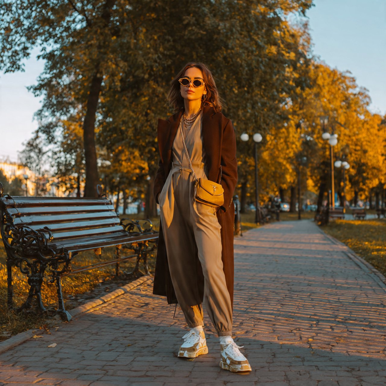 Autumn Date Night Outfit Ideas for a Chic, Polished Fall Look 12 jumpsuit with a longline coatwoman autumn date nig