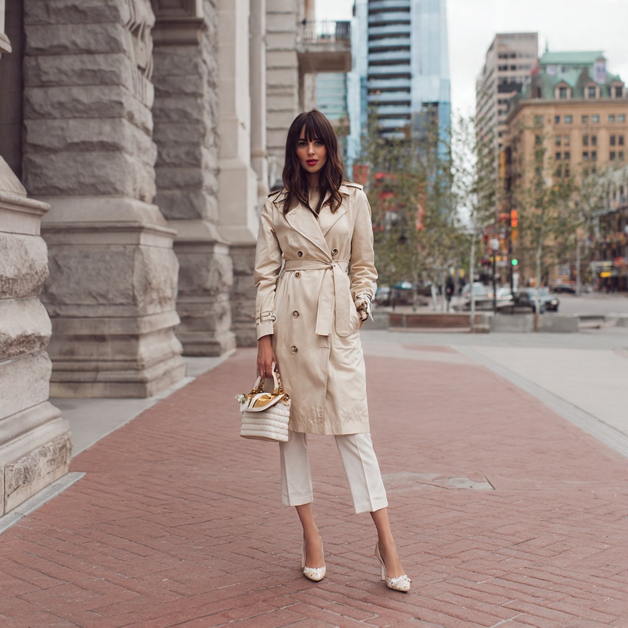 lightweight trench over a slim base lookdate night