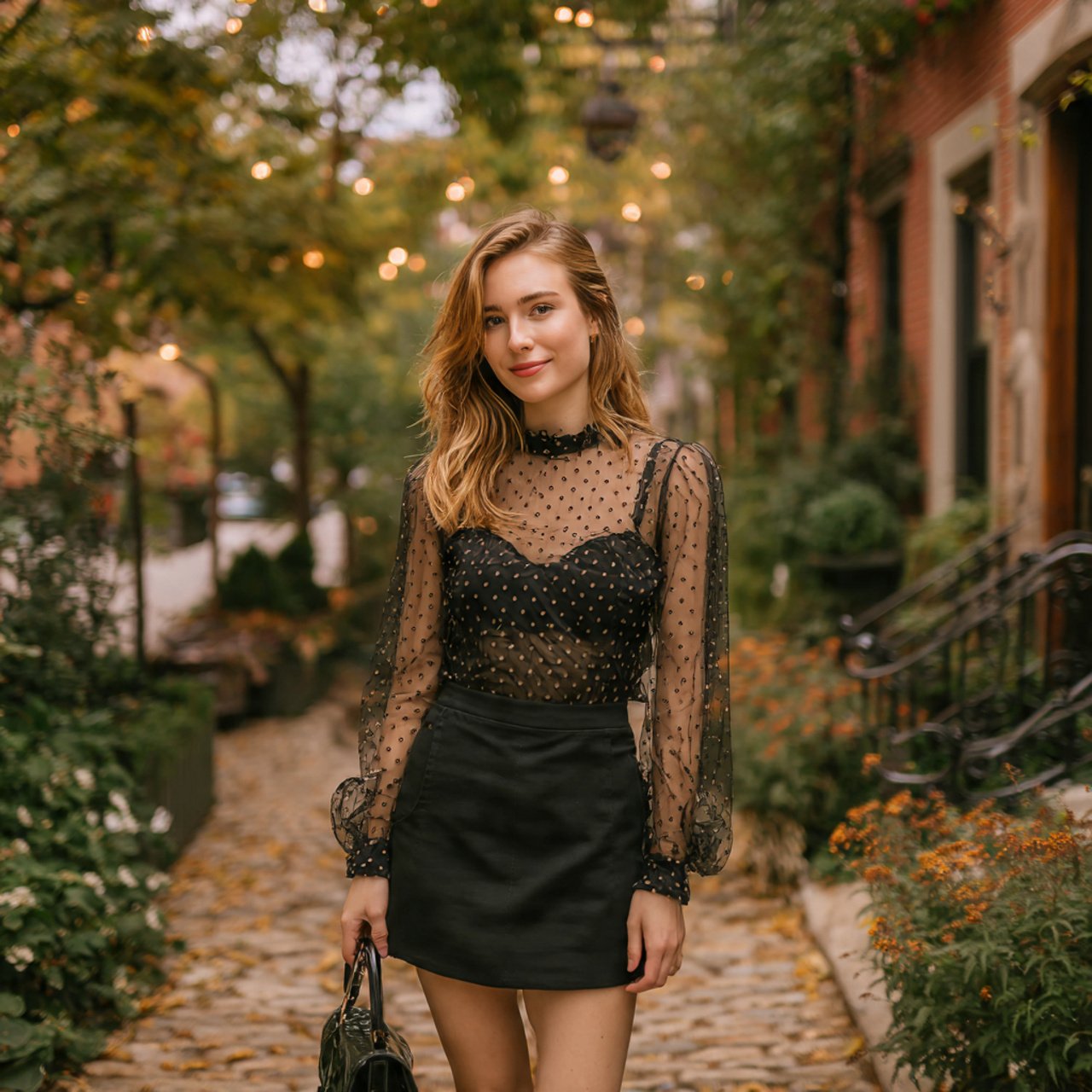 mini skirt with sheer sleeve topfirst date night w