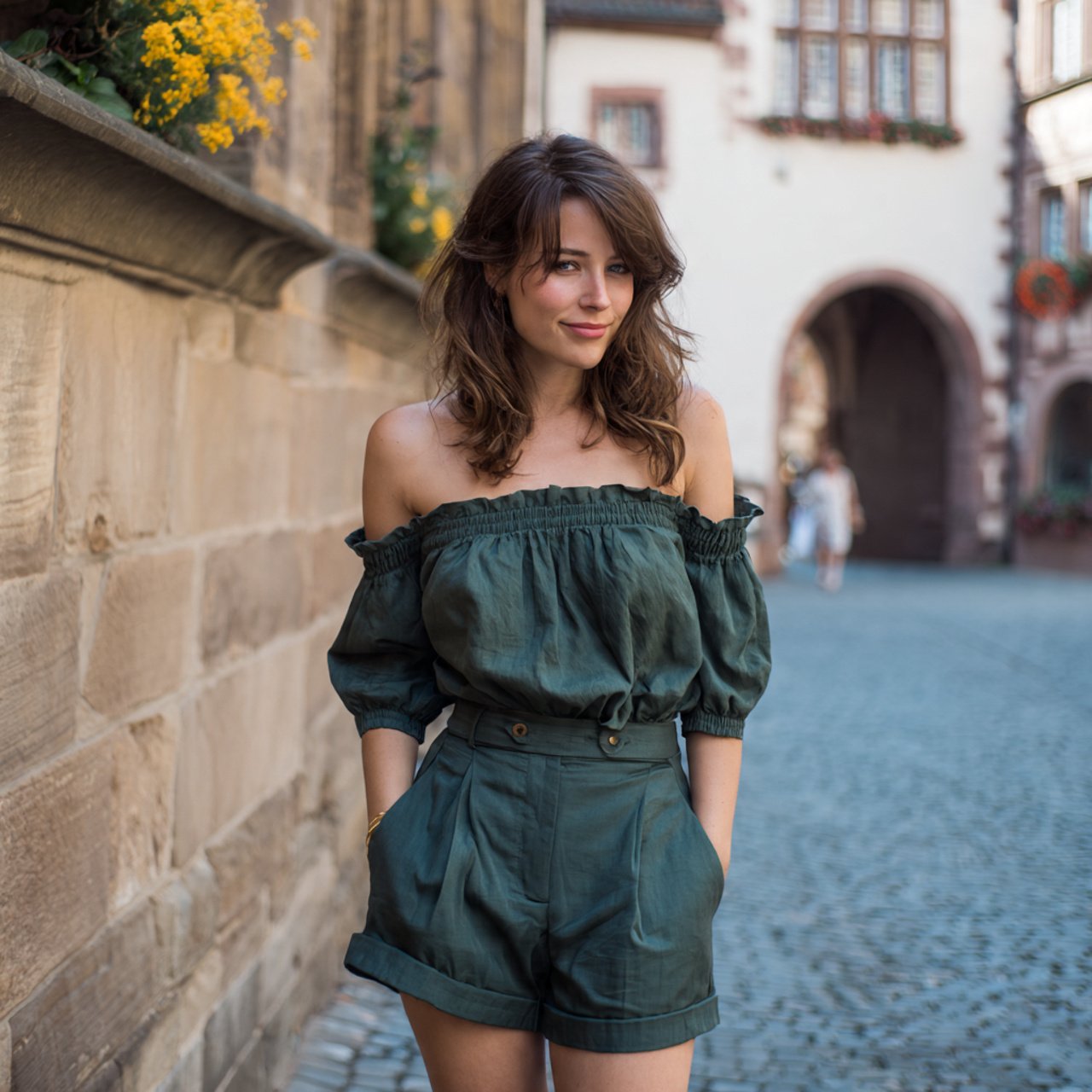 off shoulder top with tailored shortsfirst date ni