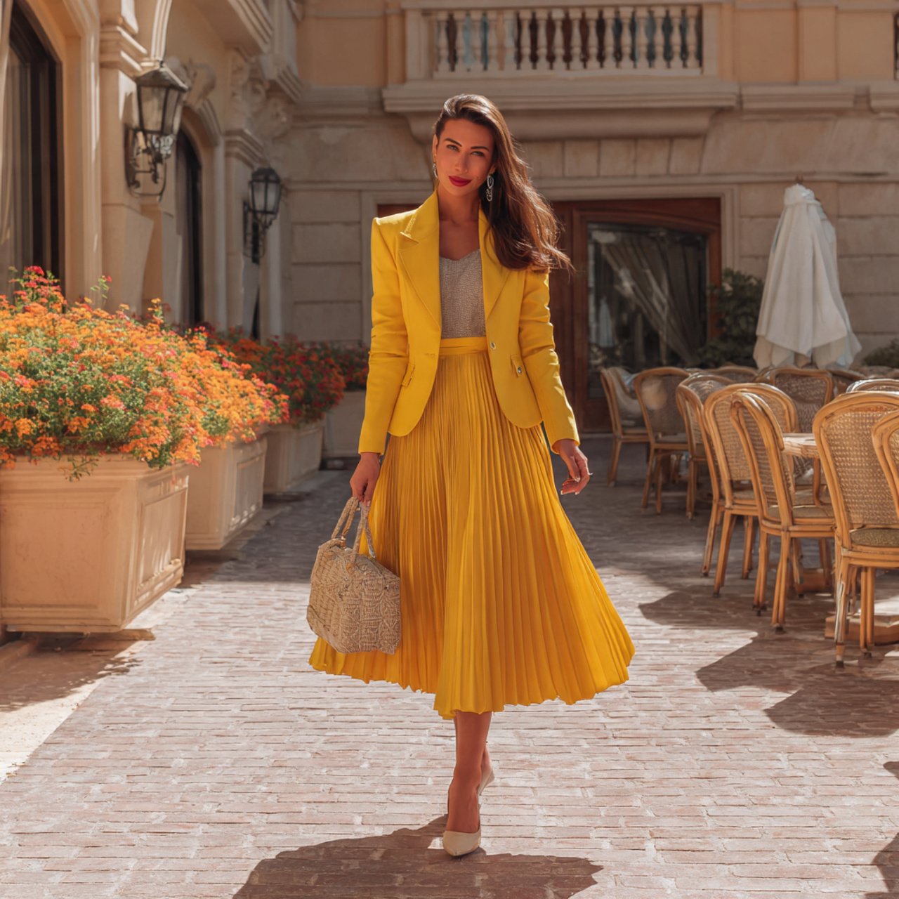 Autumn Date Night Outfit Ideas for a Chic, Polished Fall Look 19 pleated midi skirt with a fitted blazerwoman autum