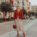 rust cardigan with midi skirtthanksgiving outfit i