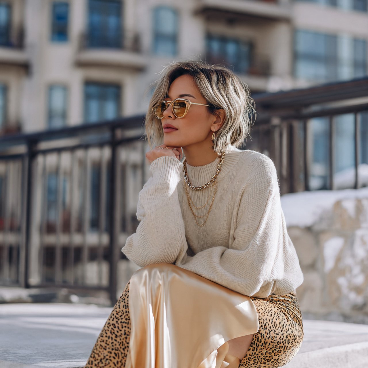 satin midi skirt with relaxed sweaterthanksgiving