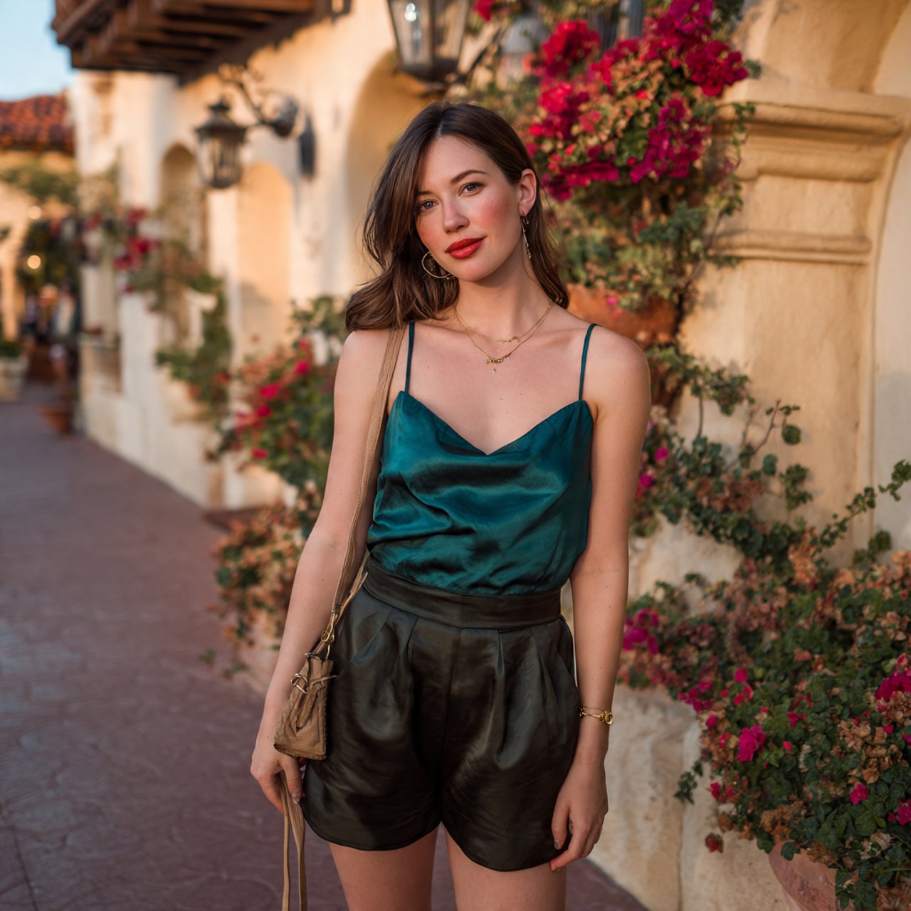 silk camisole with tailored shortsdate night outfi