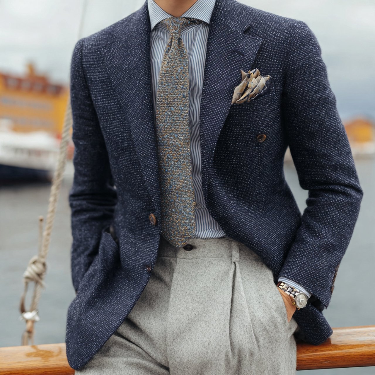 Old Money Outfits Men Formals: Timeless Ways to Dress Sharp With Quiet Confidence 12 the navy blazer and grey trousersold money outfits