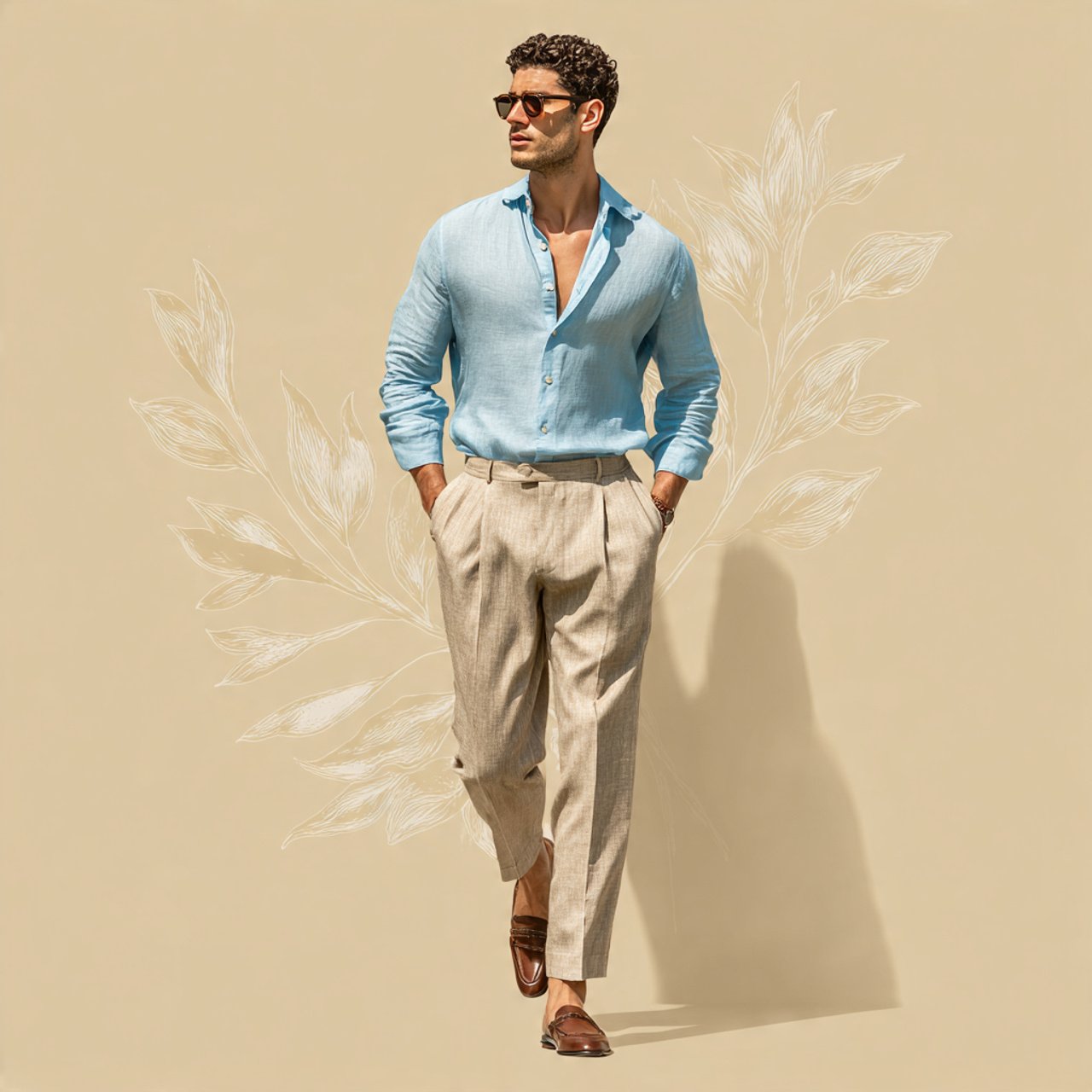 the sky blue popover shirt with stone trousersold