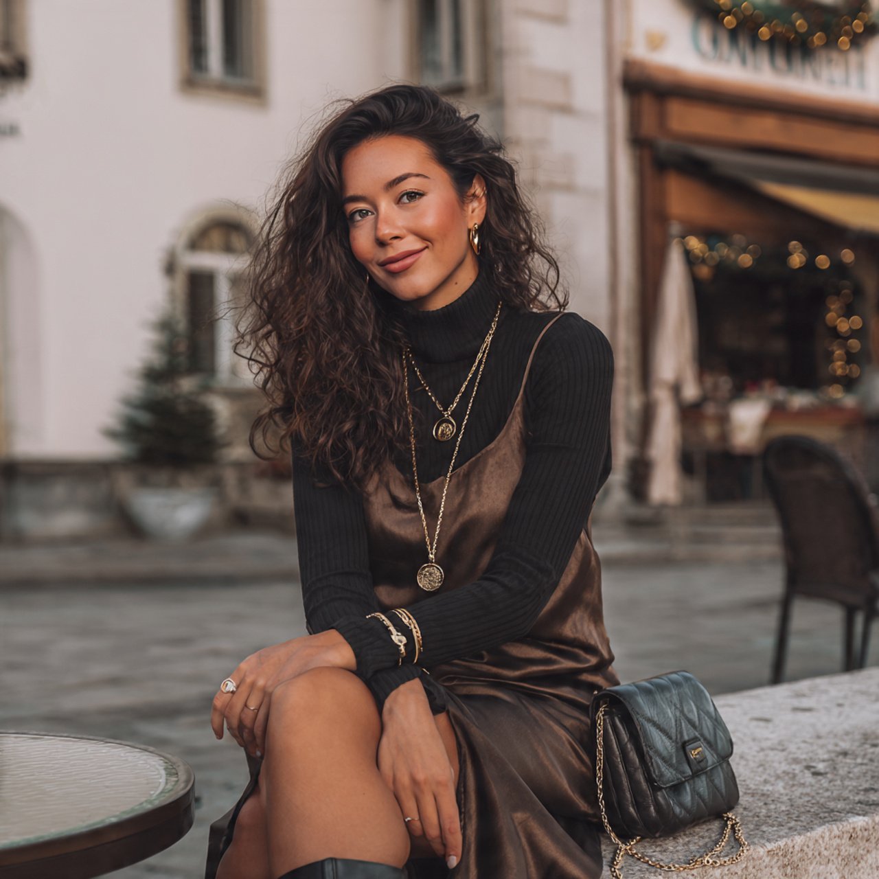 Autumn Date Night Outfit Ideas for a Chic, Polished Fall Look 16 turtleneck under a slip dresswoman autumn date nig