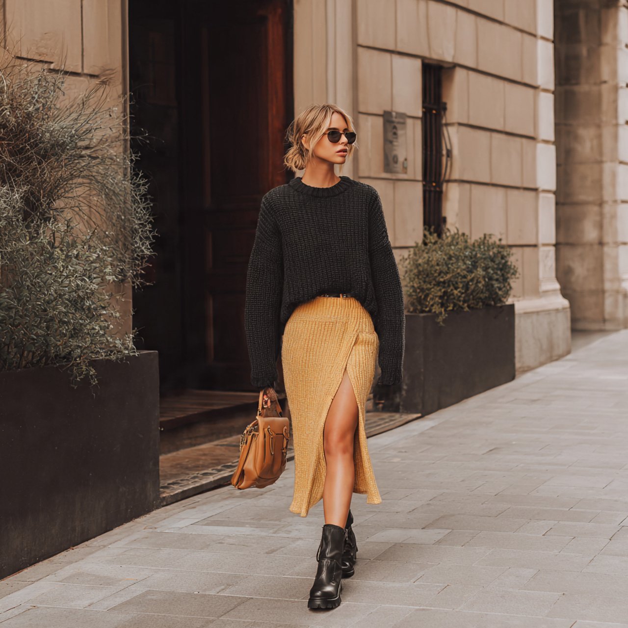 Autumn Date Night Outfit Ideas for a Chic, Polished Fall Look 8 woman autumn date night outfit slip skirt with a c 1