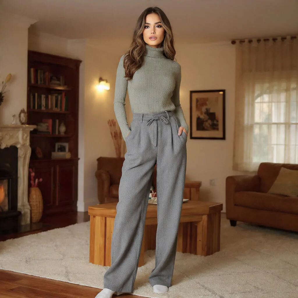 Chic Winter Outfits: 15 Polished, Warm, Client-Approved Looks That Always Read Expensive 8 a beautiful woman on wide leg wool trousers