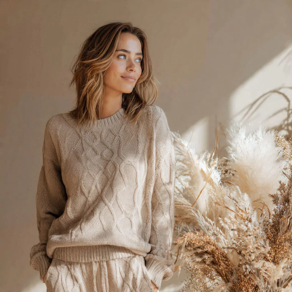 Chic Summer Outfits: 17 Polished Looks That Feel Light, Expensive, and Easy 12 a beautiful woman wearing matching knit set