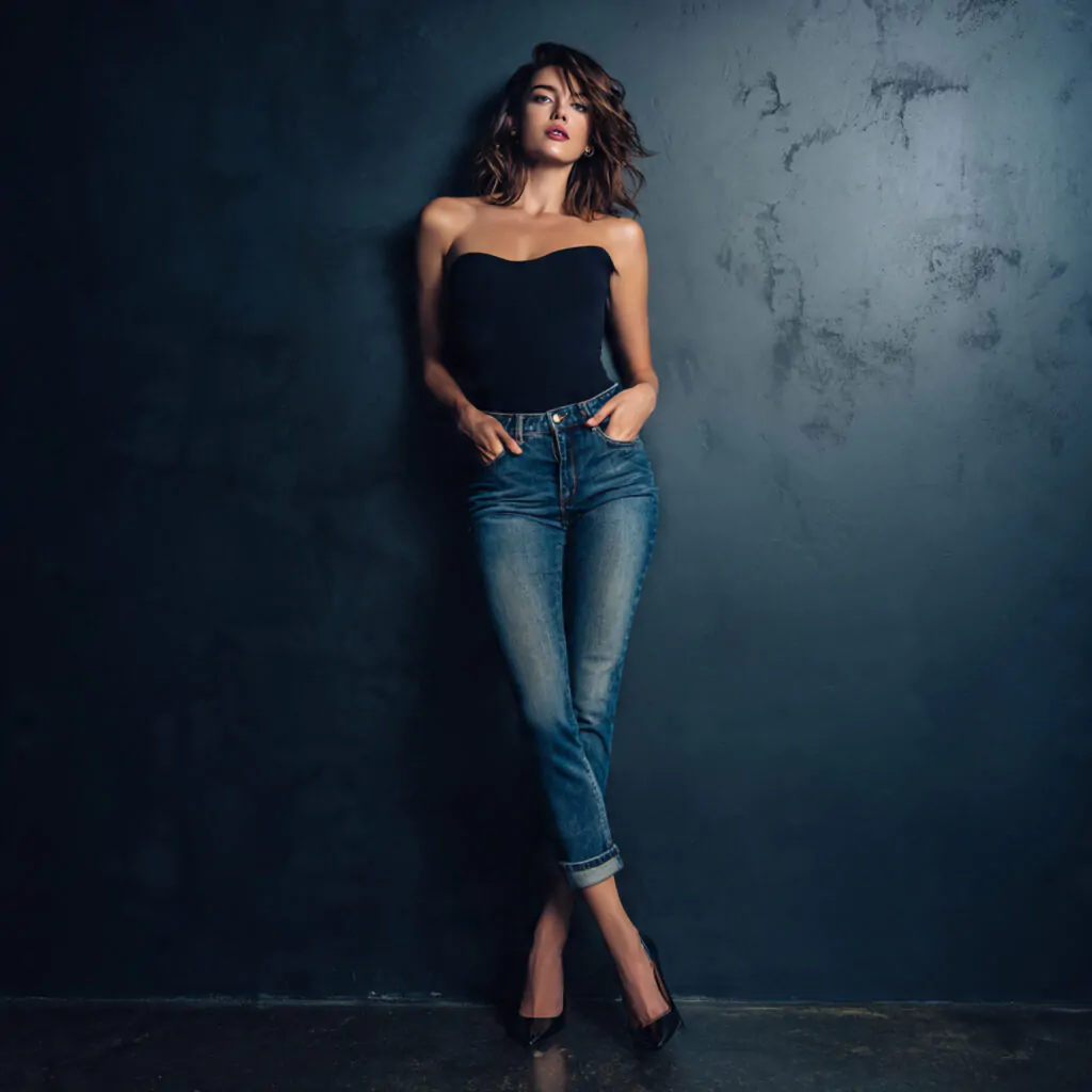 Casual Date Night Outfit: 15 Salon-Tested, Client-Approved Looks That Always Work 11 a woman the black top blue
