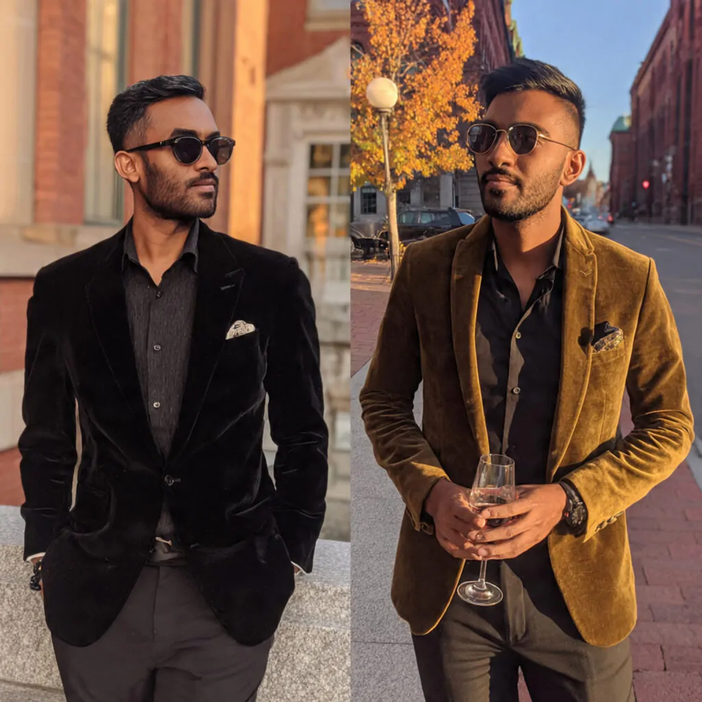Blazer Outfits Men: 18 Modern, Wearable Looks That Always Read Sharp 14 velvet or suede touch blazer black shirt
