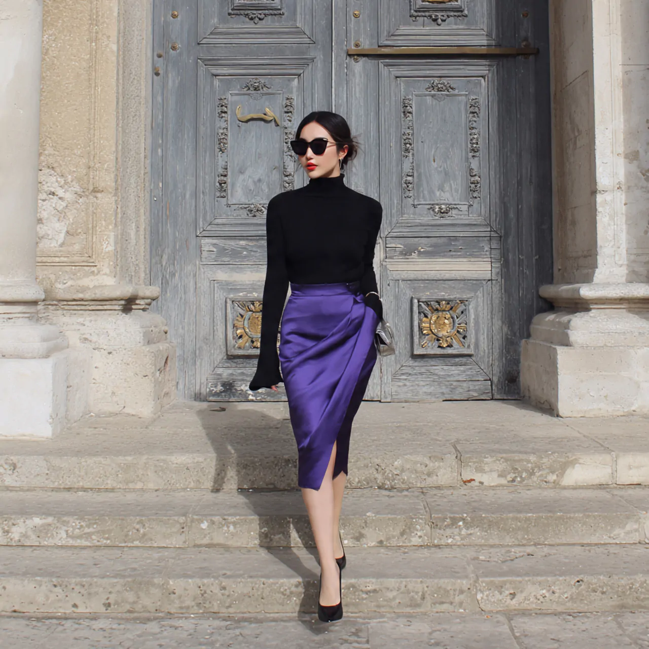 17 Classy Chic Outfits That Define Modern Elegance and Effortless Style 7 cashmere knit with satin midi skirt