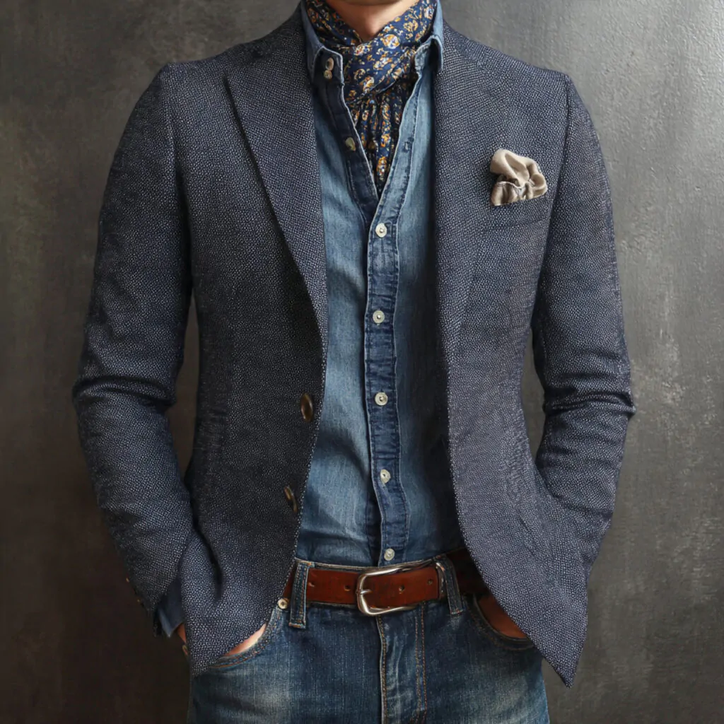 casual smart with denim blazer