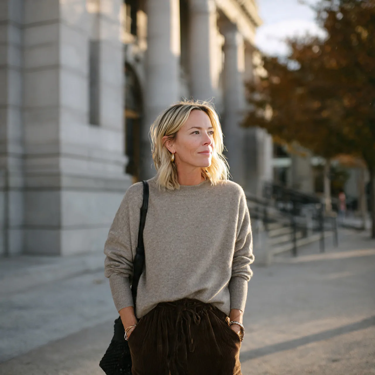 17 Stunning and Comfy Winter Outfits for Maximum Comfort and Style 7 image of a woman cashmere sweater corduroy pants