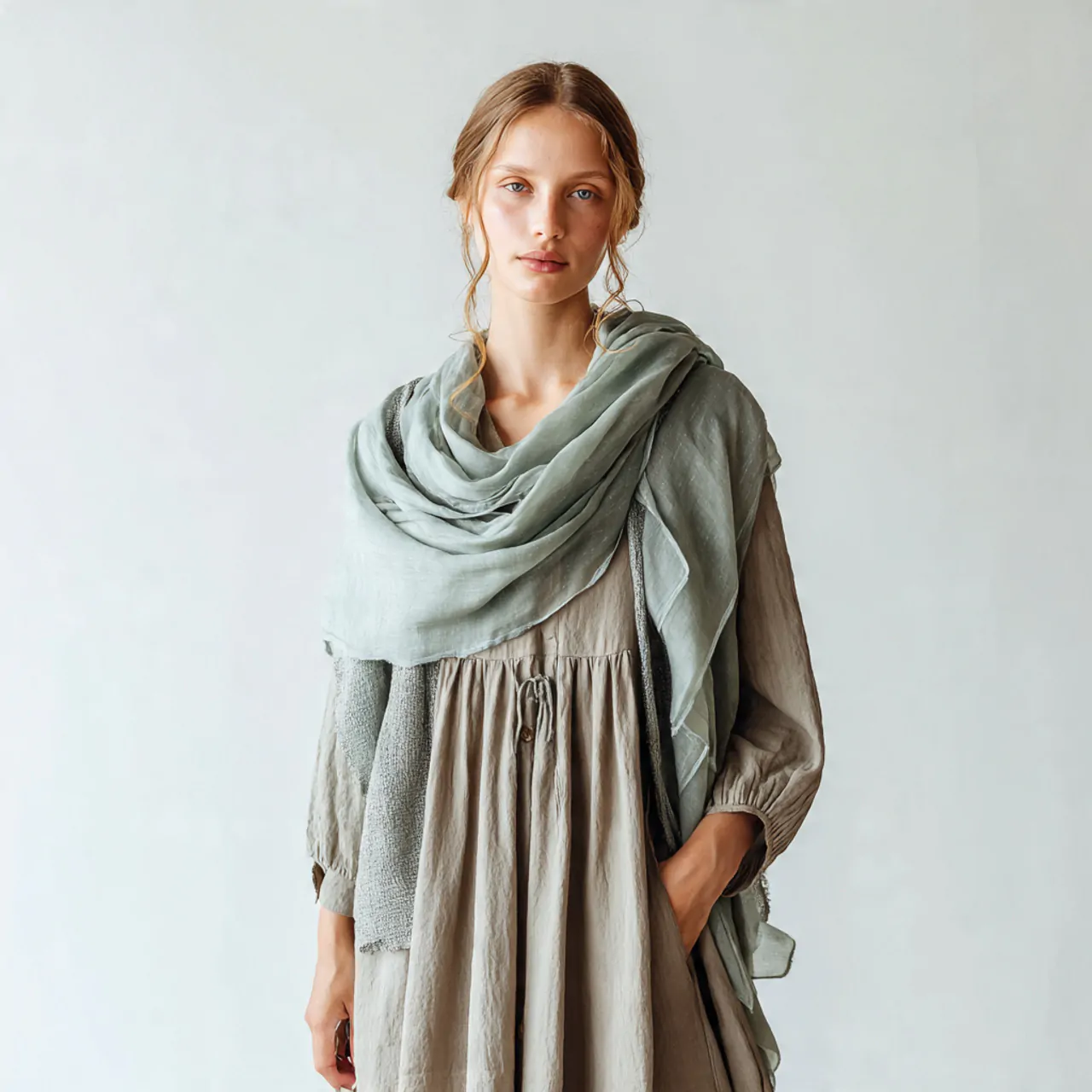 Shabby Chic Outfits: 16 Thoughtful Ways to Dress with Soft Romance and Effortless Ease 9 lightweight shawl over a simple cotton dress