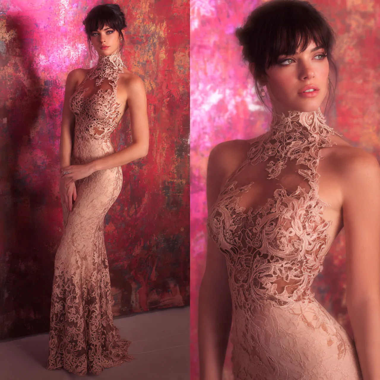 modern lace sheath with full lining with cozy back
