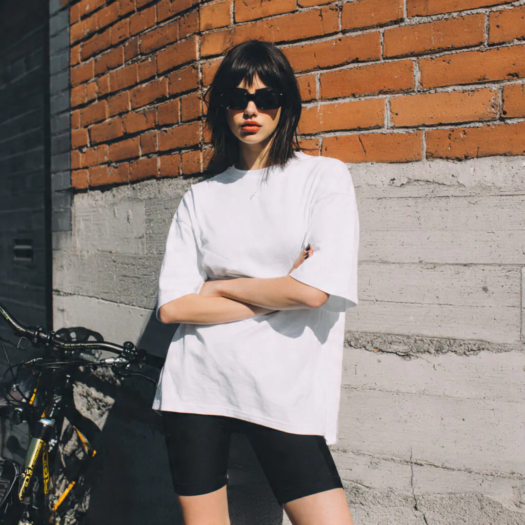 oversized tee with biker shorts