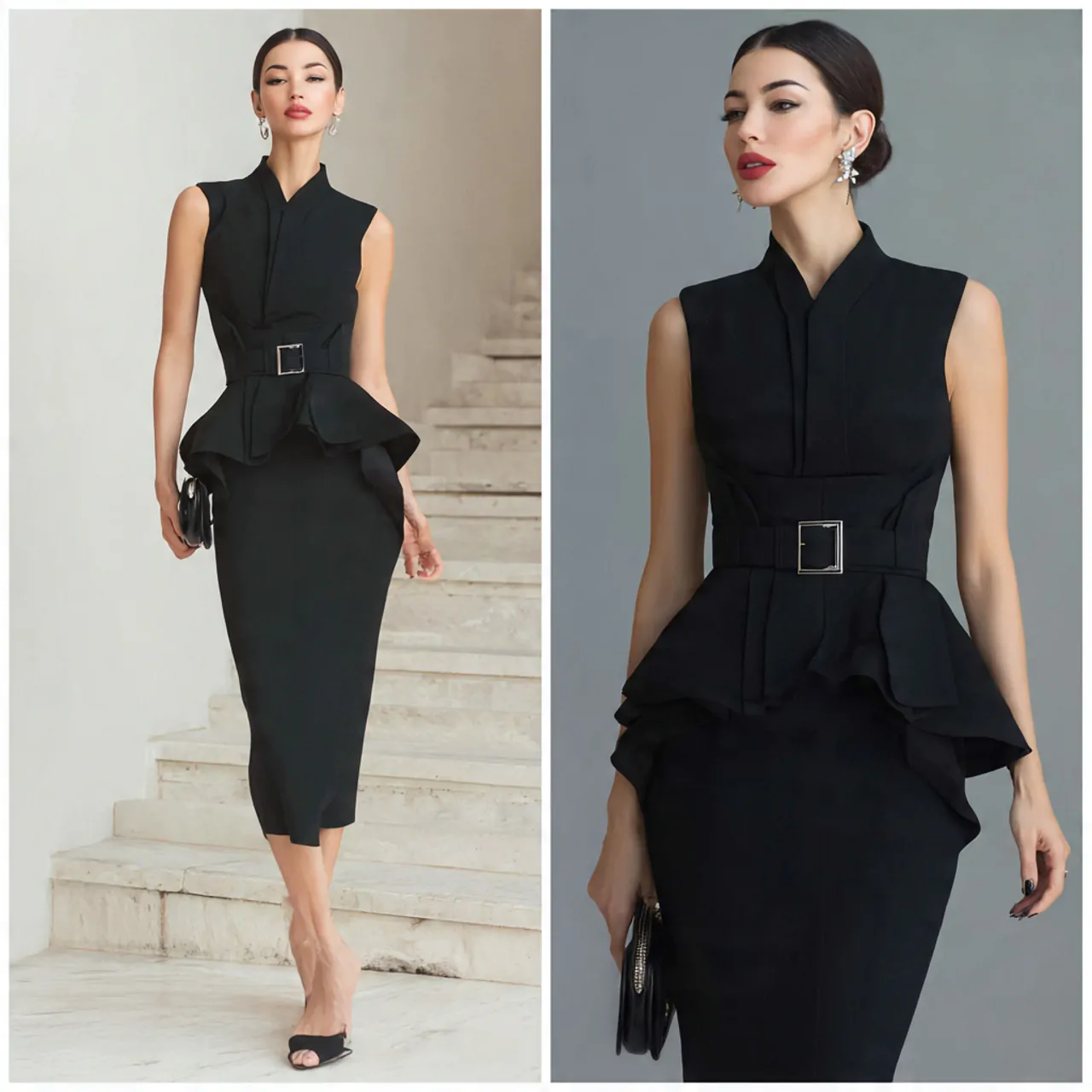 peplum waist midi for subtle sculpting 1