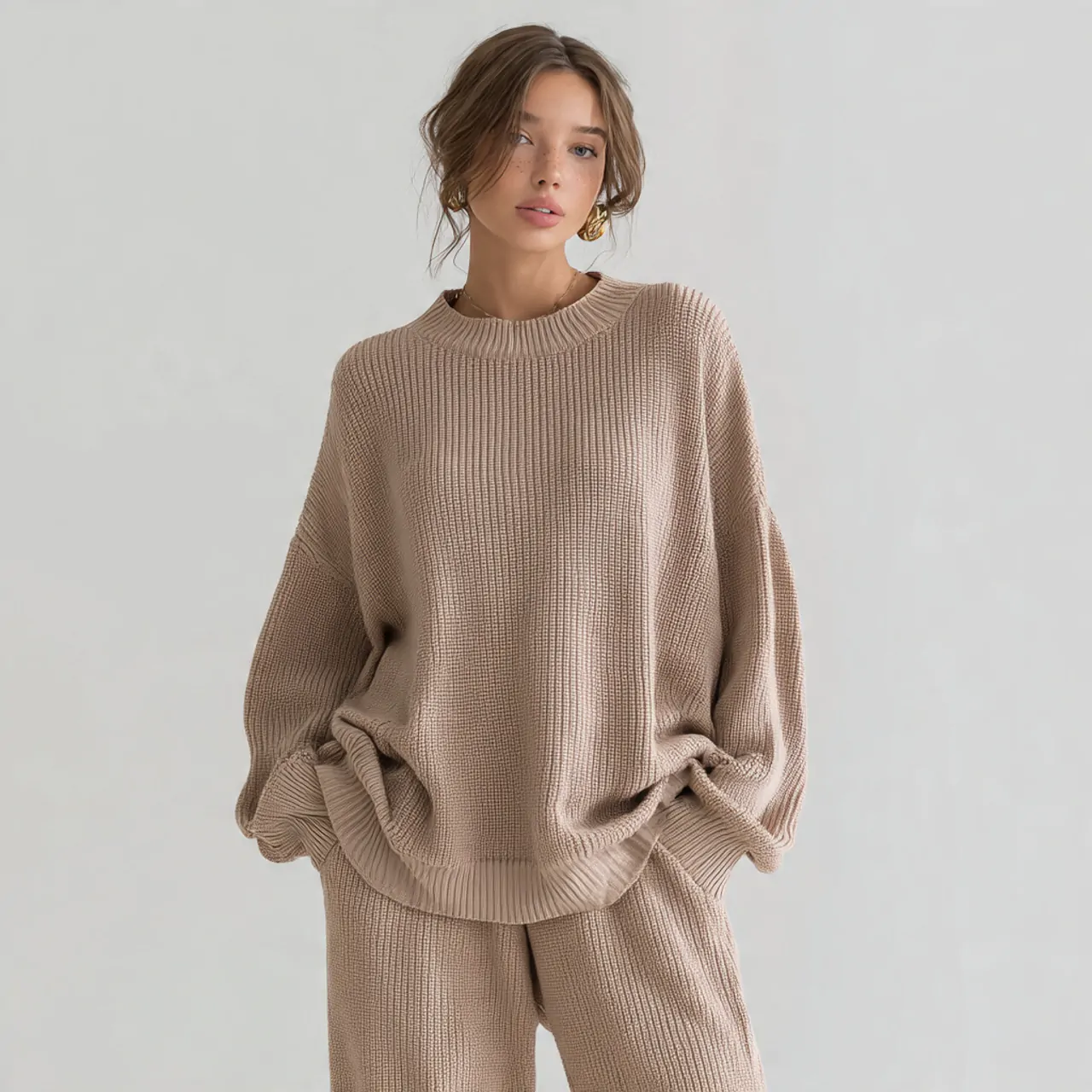 Shabby Chic Outfits: 16 Thoughtful Ways to Dress with Soft Romance and Effortless Ease 16 relaxed knit set in muted tones