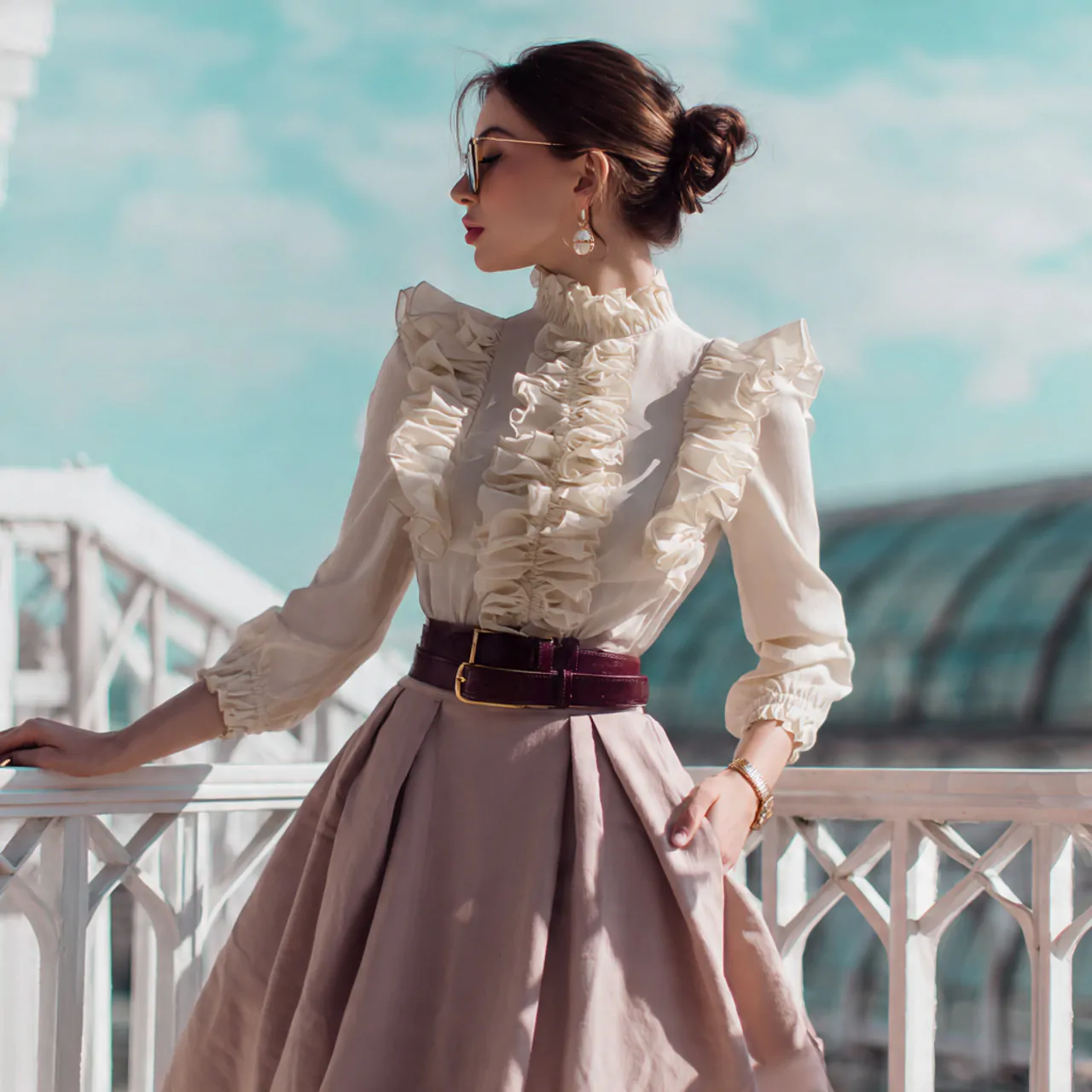 Shabby Chic Outfits: 16 Thoughtful Ways to Dress with Soft Romance and Effortless Ease 10 ruffled blouse with soft midi skirt 1