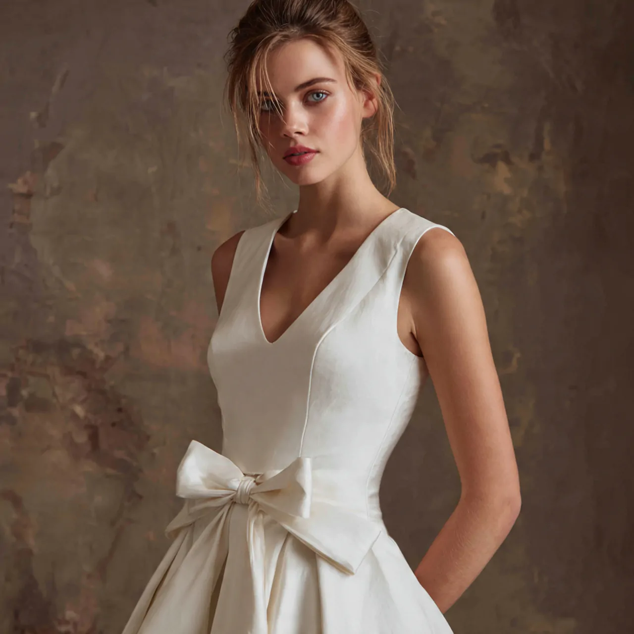 bow detail midi with editorial finish in wedding b
