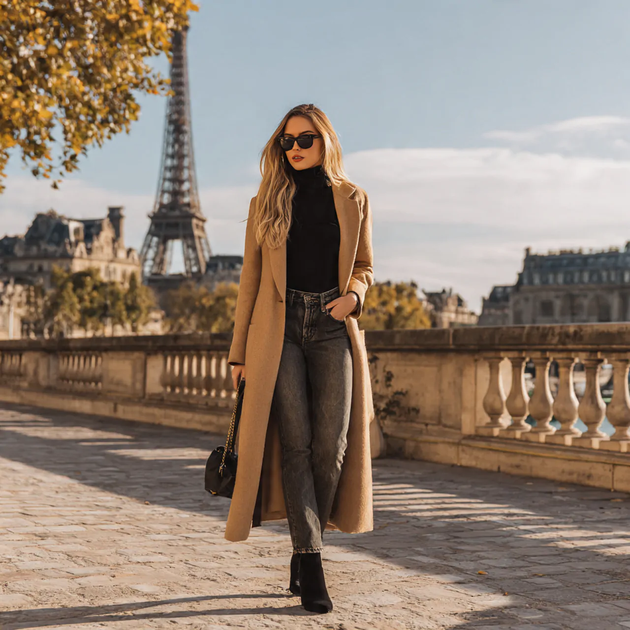camel long coat with straight jeanswestern outfits